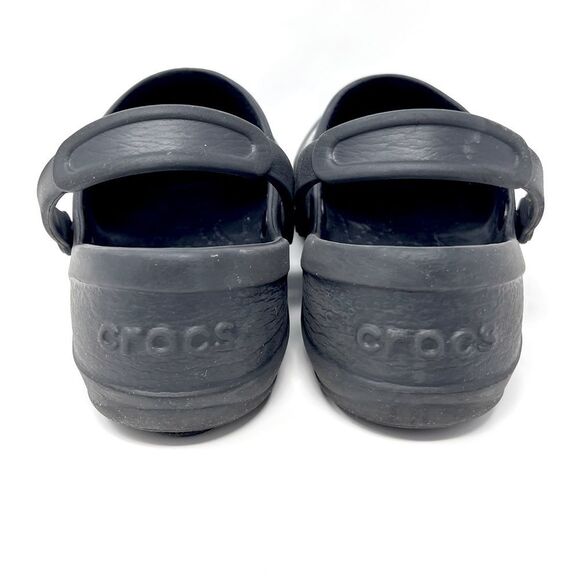 Crocs at Work Mercy Black Silver Floral Trim Back Strap Slip-Resistant Clogs 8 - Picture 7 of 9